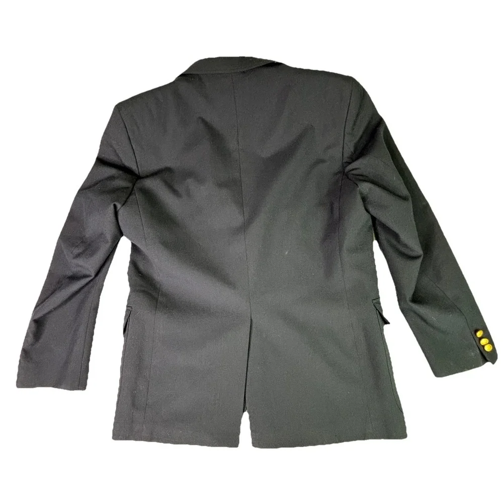 Vintage Christopher Hayes Blazer 44L Navy Wool Solid Double Breasted Crest Logo